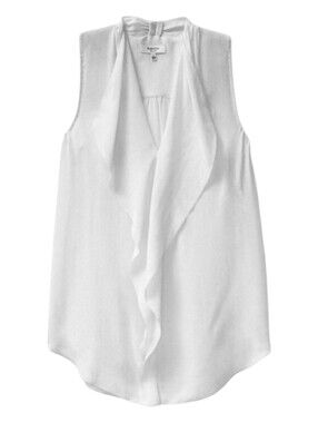 Babaton Ainsley Silk Blouse White Women Small Ethereal Sheer Layers Fairycore